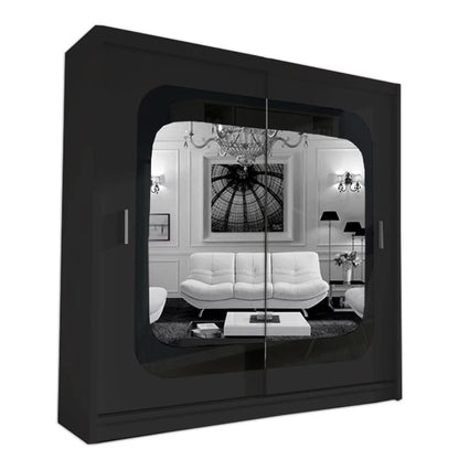 Chelsea Black 2 Door Mirrored Sliding Wardrobe - 150cm and 203cm