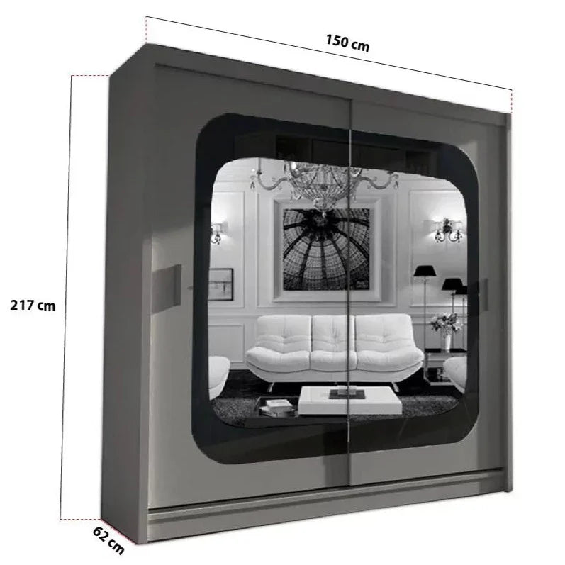 Chelsea White 2 Door Mirrored Sliding Wardrobe - 150cm and 203cm