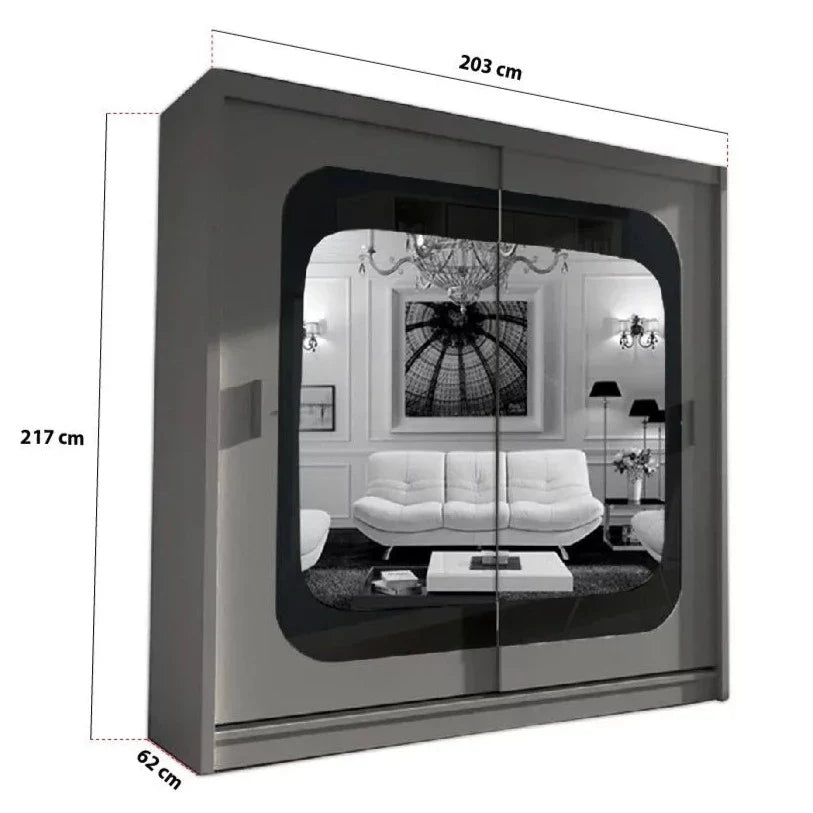 Chelsea Walnut 2 Door Mirrored Sliding Wardrobe - 150cm and 203cm