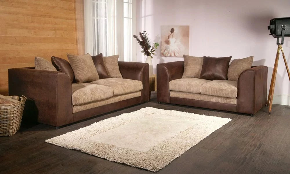 Benson 3 Seater and 2 Seater Sofa Set - Black and Grey