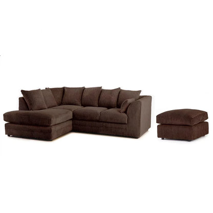 Mona Jumbo Cord Black Corner Sofa with Footstool