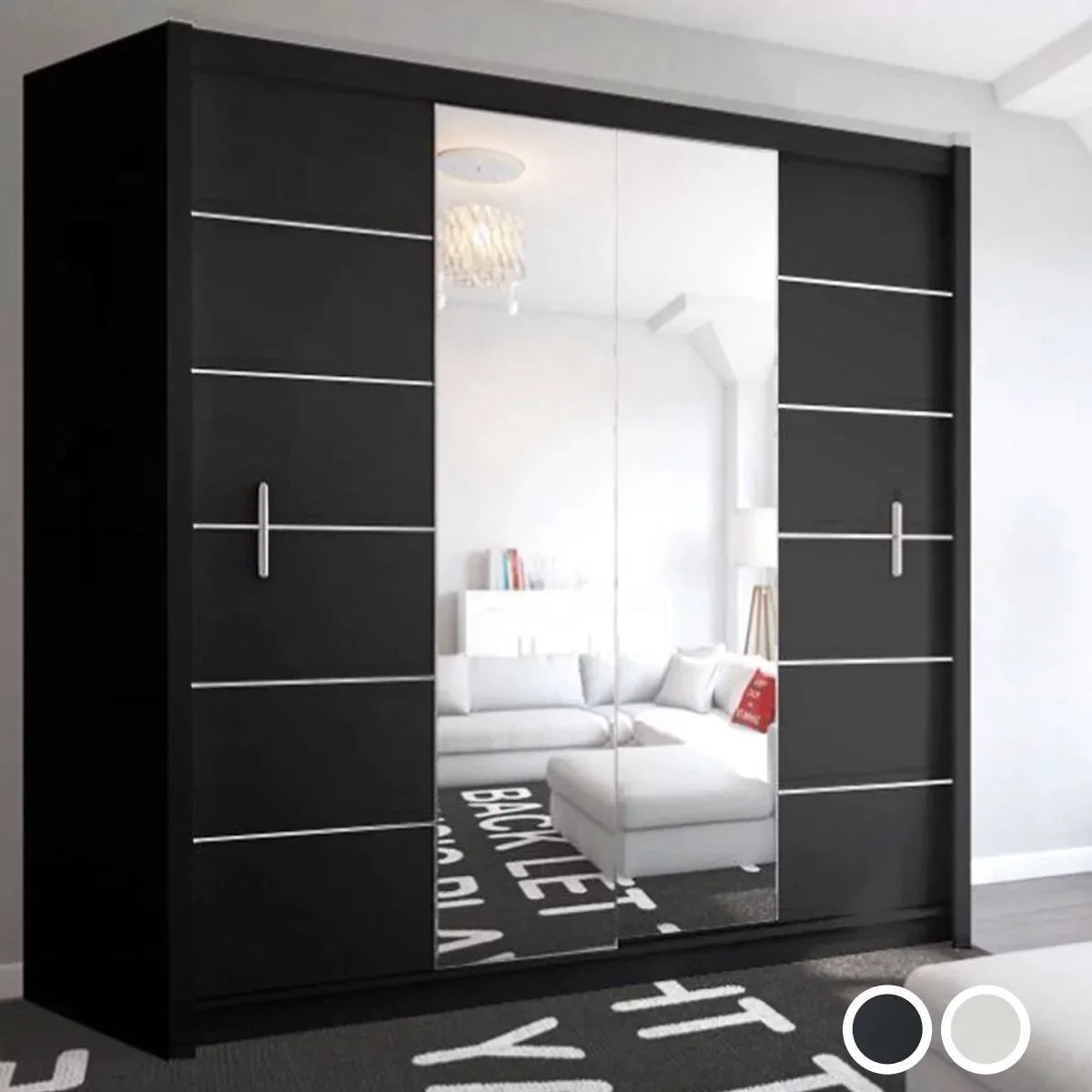 Lisbane White Sliding Door Wardrobe - 150cm,180cm and 203cm