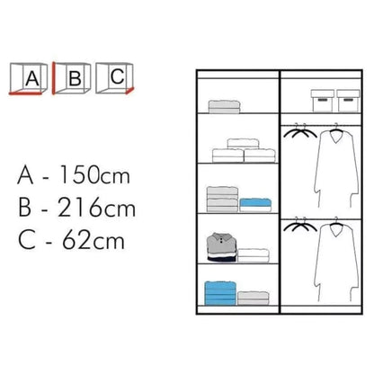 Lisbane Oak Sliding Door Wardrobe - 150cm,180cm and 203cm