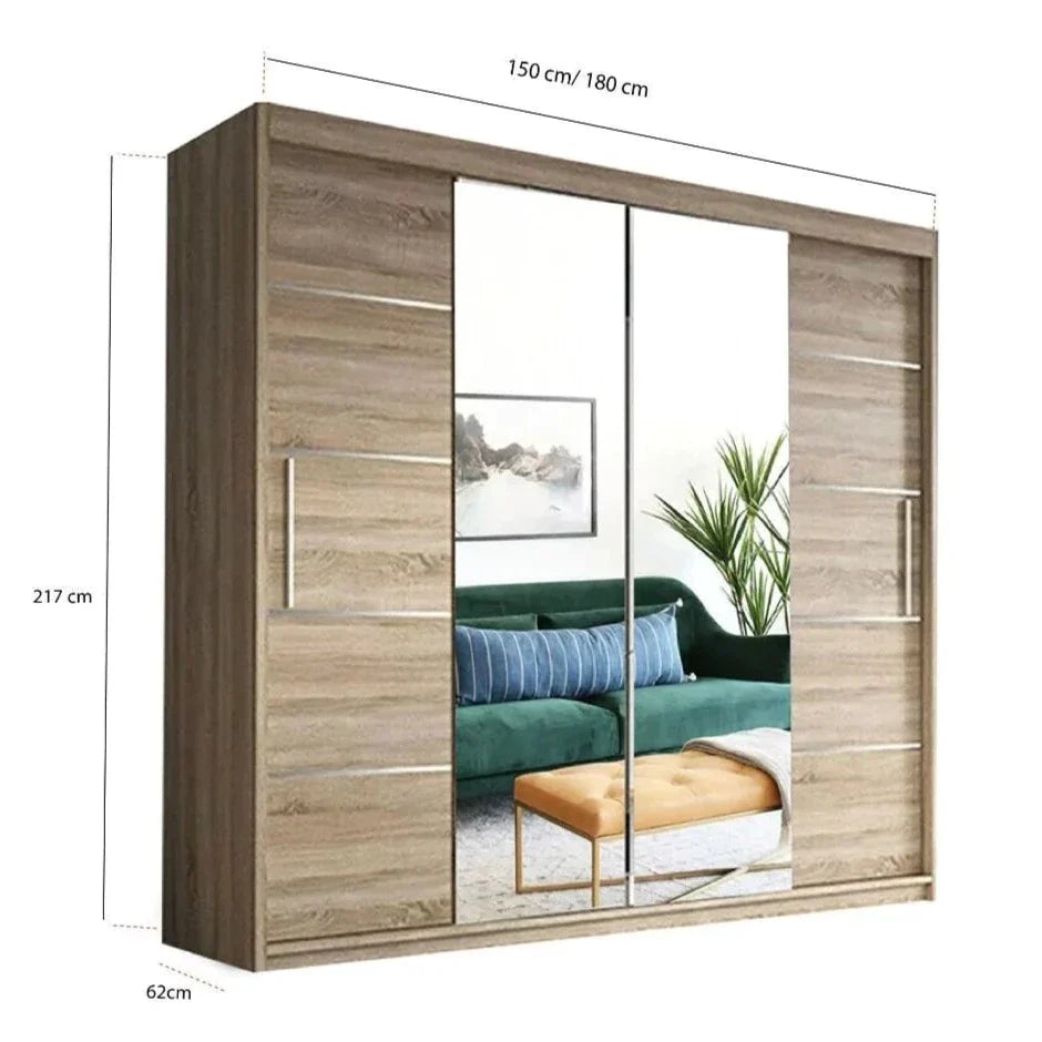 Lisbane White Sliding Door Wardrobe - 150cm,180cm and 203cm