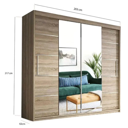 Lisbane Oak Sliding Door Wardrobe - 150cm,180cm and 203cm