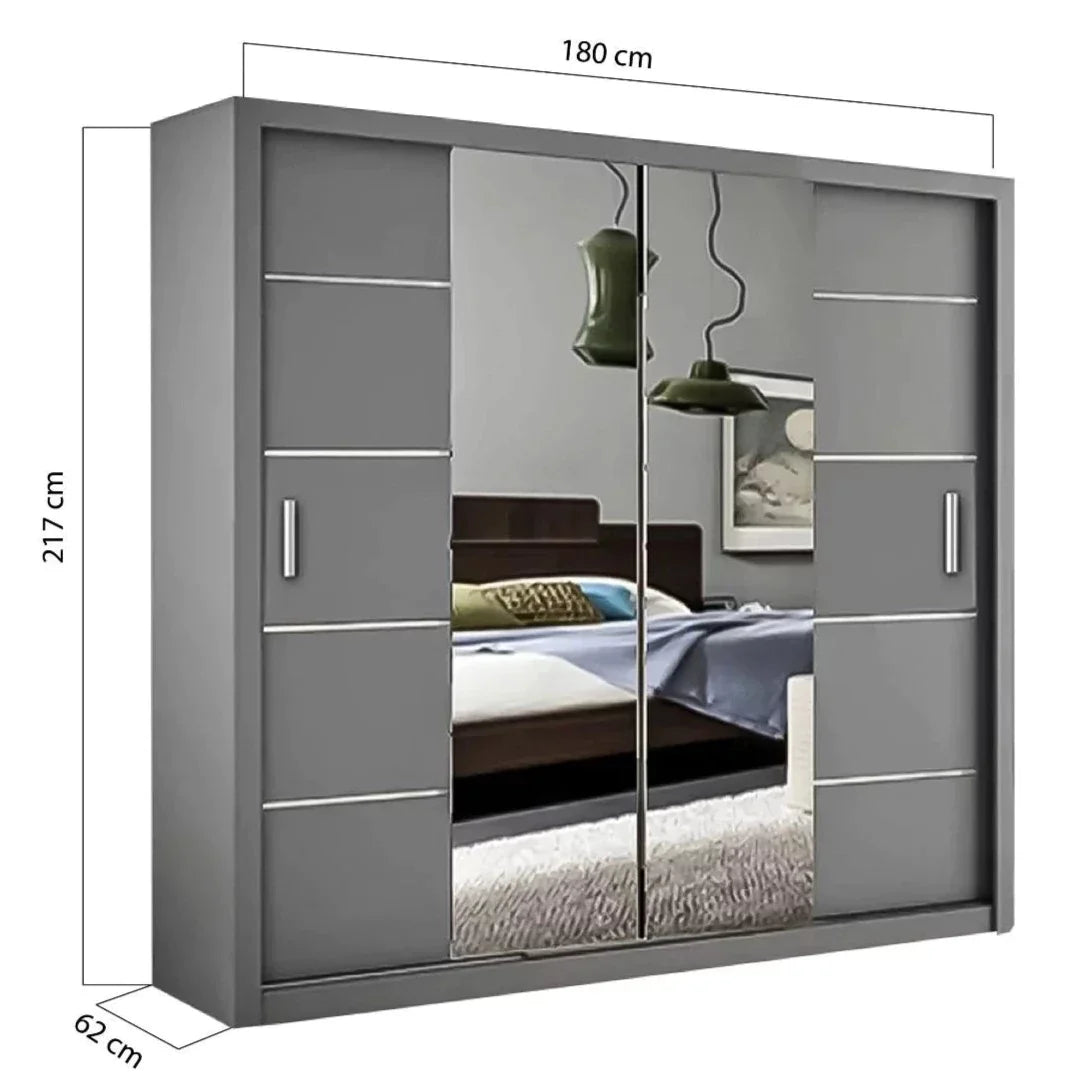 Lisbane White Sliding Door Wardrobe - 150cm,180cm and 203cm