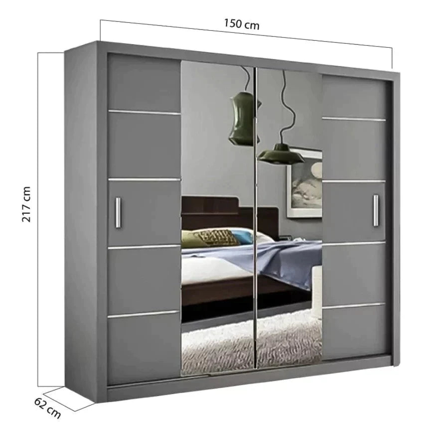 Lisbane Oak Sliding Door Wardrobe - 150cm,180cm and 203cm