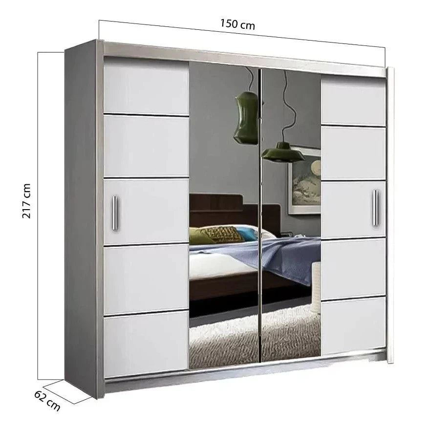 Lisbane White Sliding Door Wardrobe - 150cm,180cm and 203cm