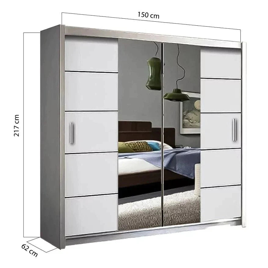 Lisbane Grey Sliding Door Wardrobe - 150cm,180cm and 203cm