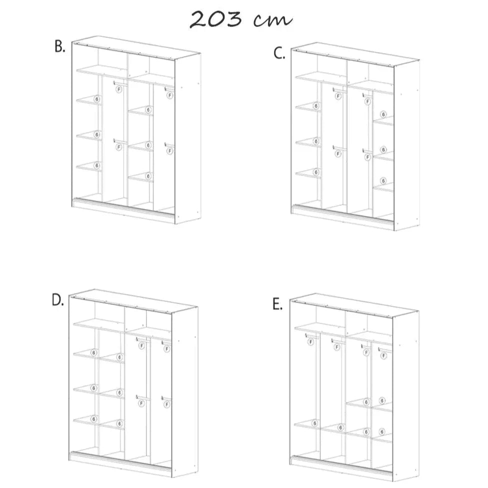 Lisbane White Sliding Door Wardrobe - 150cm,180cm and 203cm