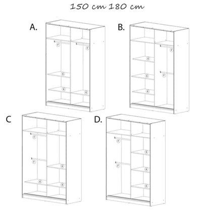 Lisbane Grey Sliding Door Wardrobe - 150cm,180cm and 203cm