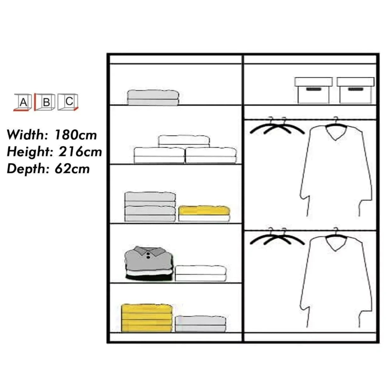 Lisbane White Sliding Door Wardrobe - 150cm,180cm and 203cm