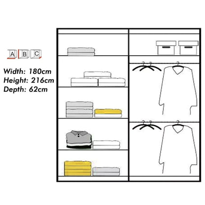 Lisbane Oak Sliding Door Wardrobe - 150cm,180cm and 203cm