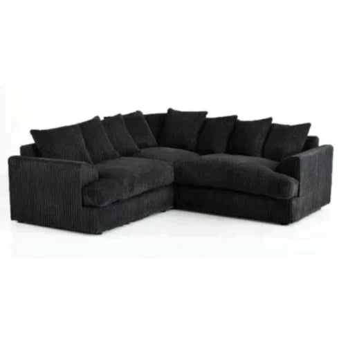 Jamba Double-Padded Fabric Black Corner Sofa - 6 Colours Available