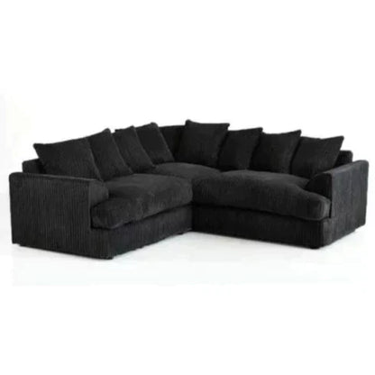 Jamba Double-Padded Fabric Black Corner Sofa - 6 Colours Available