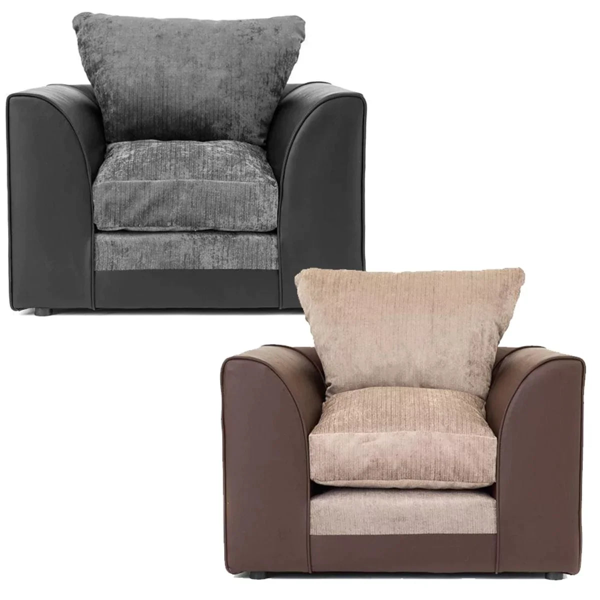 Dylan Fabric 3 Seater and 2 Seater Sofa Set - Black Grey or Brown Beige