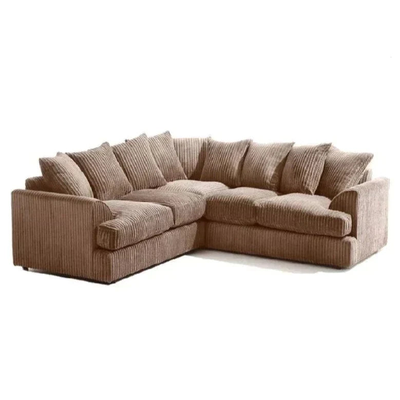 Jamba Double Padded Fabric Brown Corner Sofa - 6 Colours Available