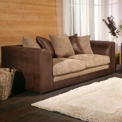 Benson 3 Seater and 2 Seater Sofa Set - Brown and Beige