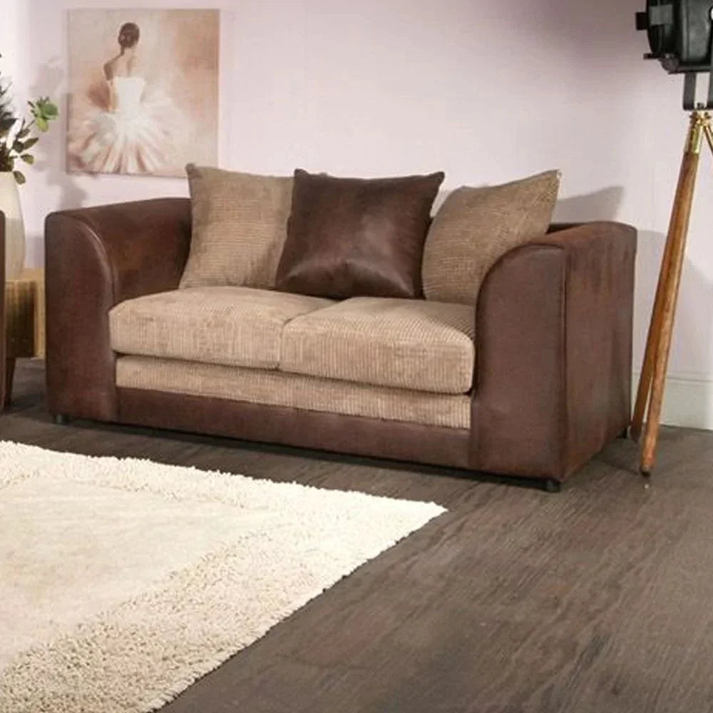 Benson 3 Seater and 2 Seater Sofa Set - Brown and Beige