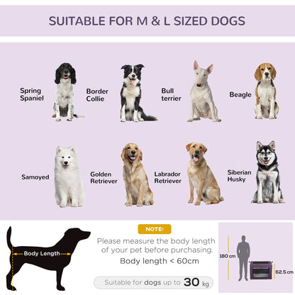 PawHut 90cm Pet Carrier Portable Cat Carrier Foldable Dog Bag, Pet Travel Bag with Cushion for Medium and Large Dogs, Purple