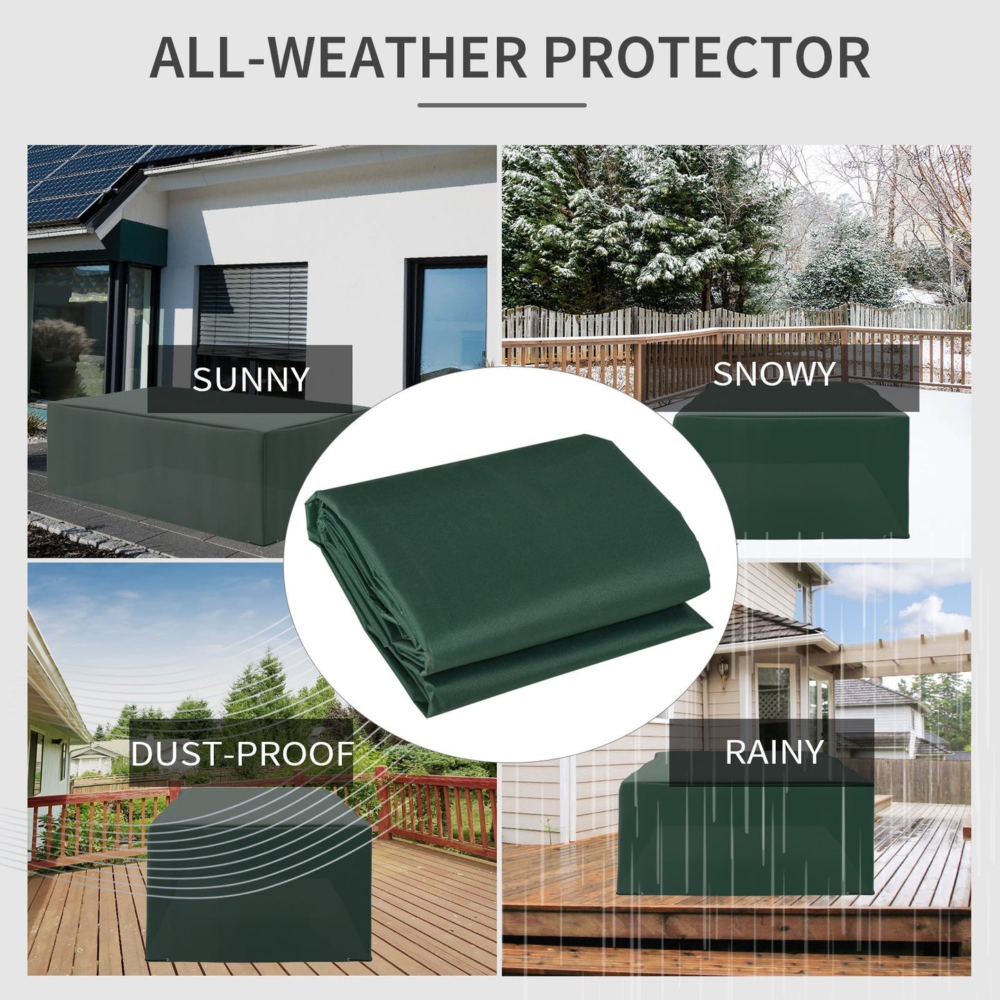 Outsunny Oxford Patio Set Cover Outdoor Garden Rattan Furniture Protection Cover Protector Waterproof Anti-UV Green 255L x 142W x 86Hcm