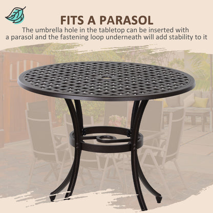 Outsunny Cast Aluminium 4-Seater Outdoor Garden Table & Chair Set Brown