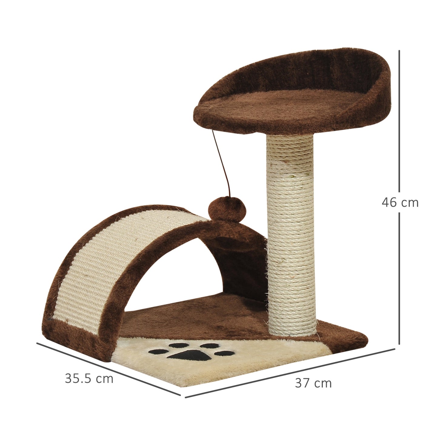 PawHut Cat Tree for Indoor Cats Scratching Scratcher Post Kitten Activity Centre Climber Hanging Ball Brown