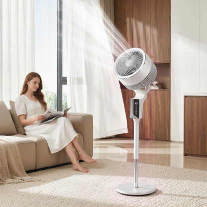 HOMCOM 20 dB Silent Standing Fan for Bedroom, 46" Pedestal Fan with Remote, 85Â° Oscillating, 8 Speeds, White