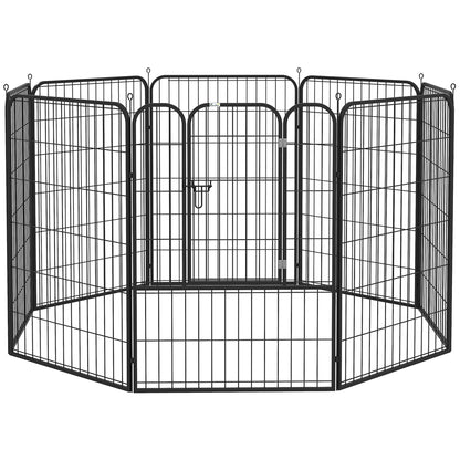 PawHut 8 Panels Heavy Duty Puppy Playpen, for Large, Medium Dogs, Indoor and Outdoor Use - Black