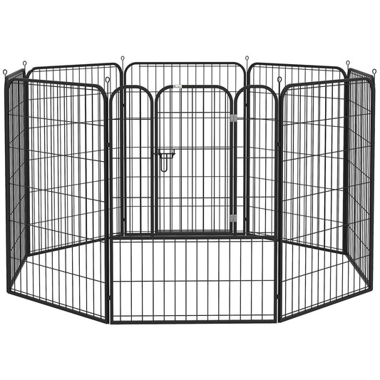 PawHut 8 Panels Heavy Duty Puppy Playpen, for Large, Medium Dogs, Indoor and Outdoor Use - Black