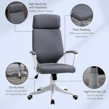 Vinsetto Office Chair High Back 360° Swivel Task Chair Ergonomic Desk Chair with Lumbar Back Support, Adjustable Height