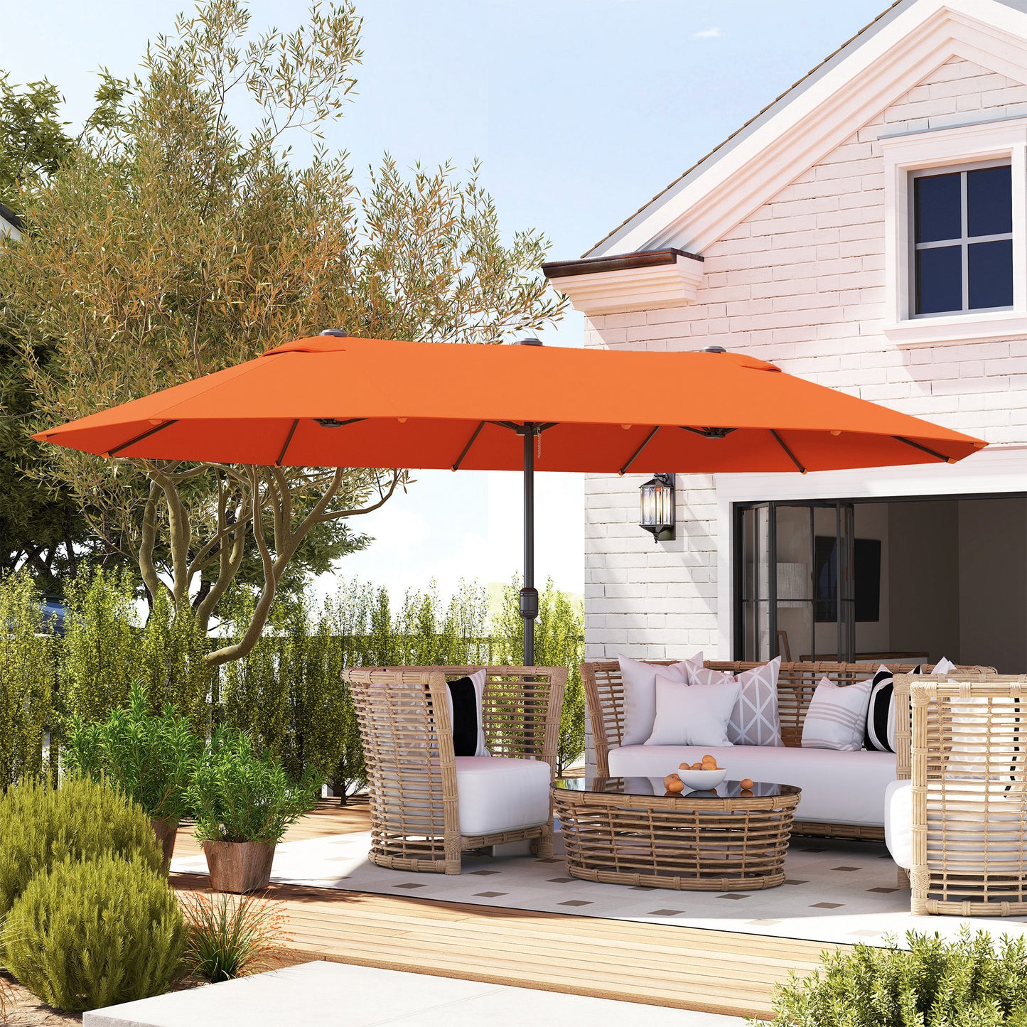 Outsunny 4,6 m dwustronny parasol ogrodowy - pomarańczowy