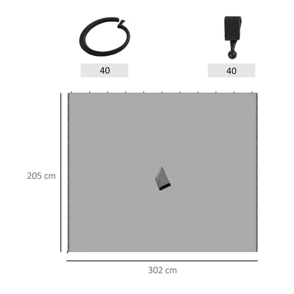 Outsunny Replacement Gazebo Curtains, 4-Panel Gazebo Side Panels Only, for 3 x 3 (M) Gazebos or Pergolas, Hooks/C-Rings Included, Light Grey