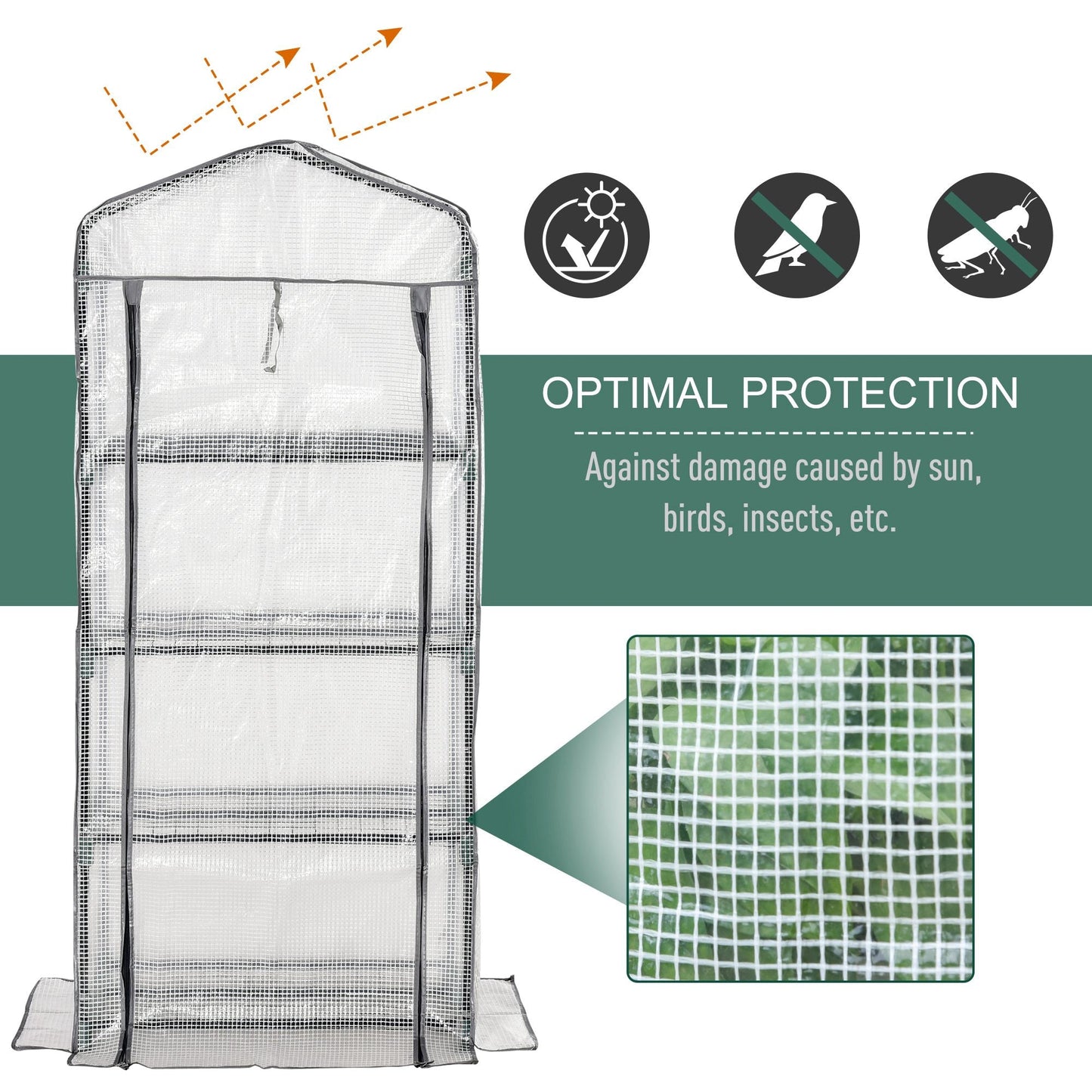 Outsunny 4 Tiers Mini przenośna szklarnia Kompaktowa szklarnia do uprawy roślin Metalowa rama Pokrywa PE 160H x 70L x 50Wcm