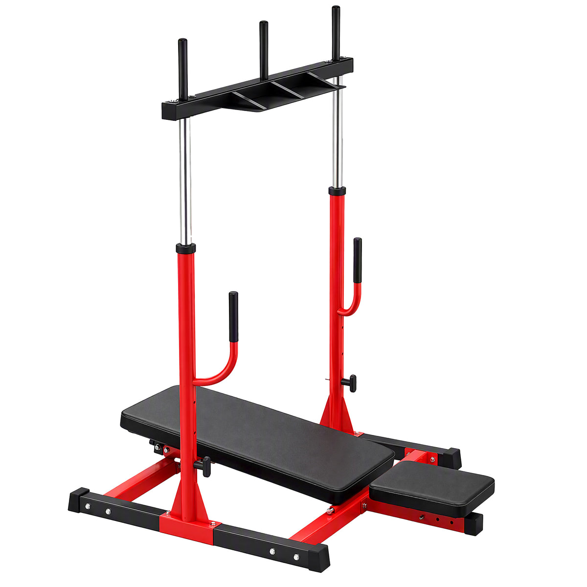 SPORTNOW Vertical Leg Press Machine with Adjustable Leg, Back and Head Positions, 1" Standard Plate Compatible, Red