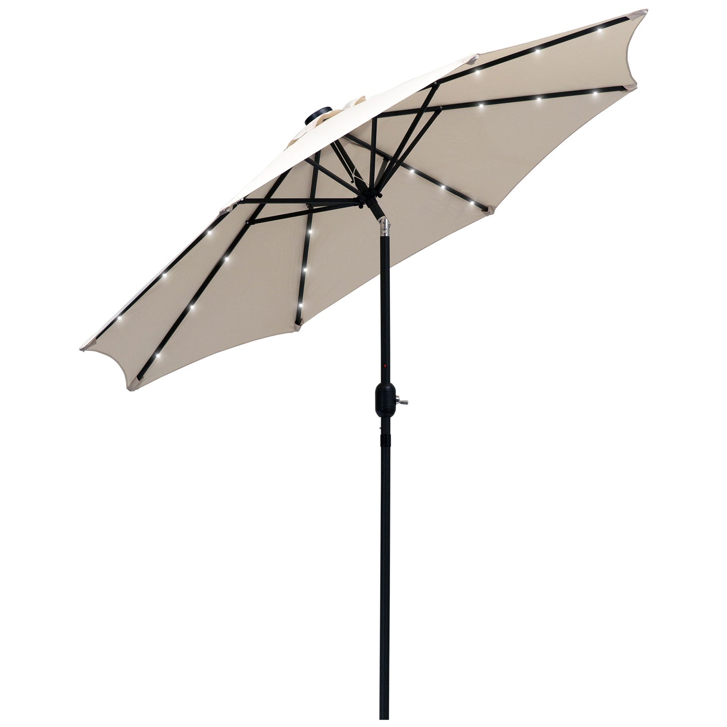 Outsunny 2,7m Parasol ogrodowy z korbką i 24 diodami LED (kremowy)