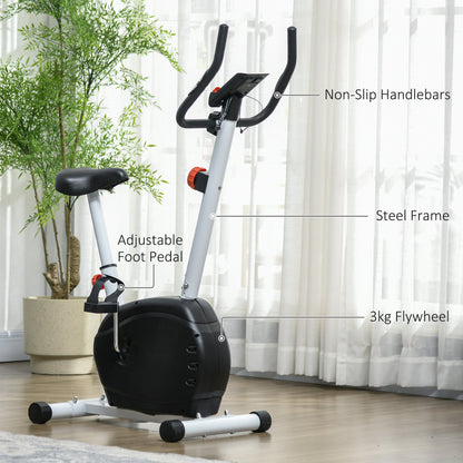 SPORTNOW Quiet Exercise Bike with 8-Level Magnetic Resistance and Heart Rate Sensor, for Home Gym, White and black