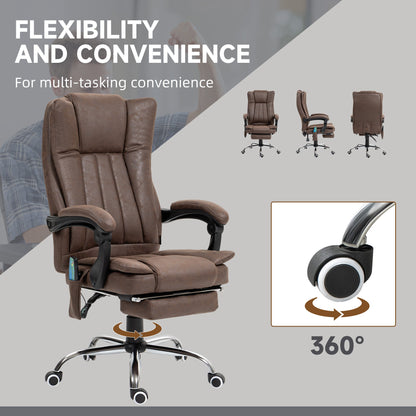 Vinsetto Vibrating Massage Office Chair with Heat, Desk Chair with Height Adjustable and Footrest, Dark Brown