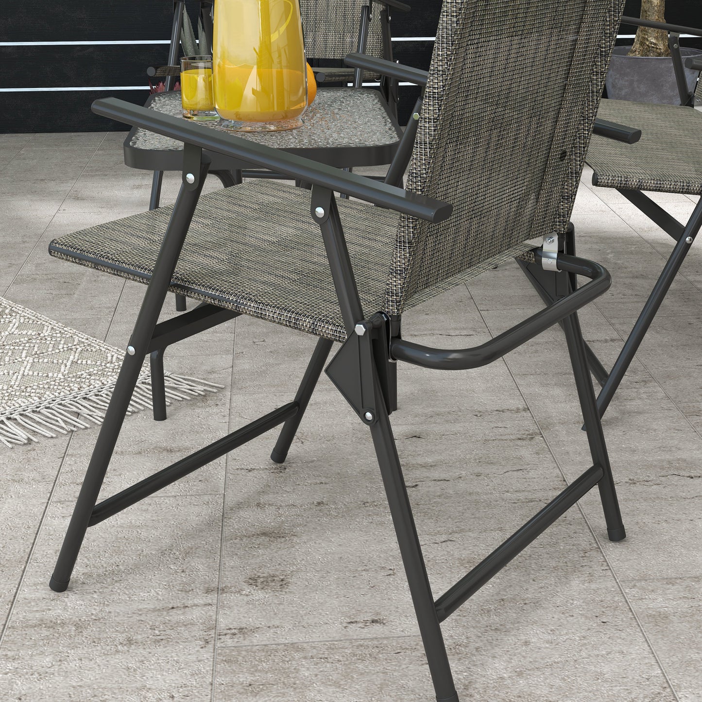 Outsunny Four-Piece Metal Garden Sofa Set - Mixed Brown