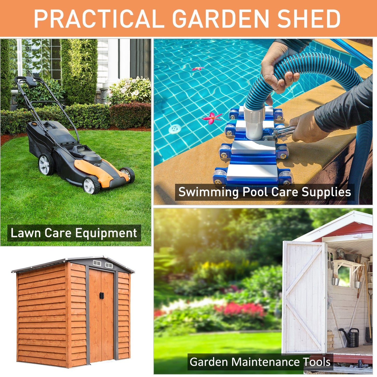 Outsunny 6 x 5 ft Garden Storage Shed Apex Store for Gardening Tool with Foundation and Ventilation, Brown