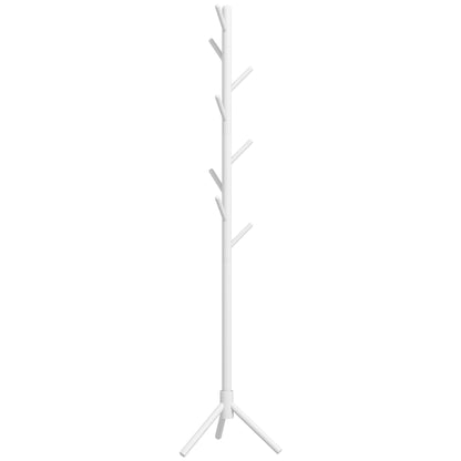 HOMCOM Eight-Hook Wooden Coat Rack - White
