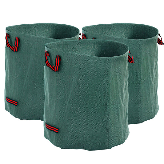 Outsunny Garden Waste Bags, 272L x 3 Heavy Duty Garden Bags, Foldable and Reusable Waste Sacks with Handles for Loading Leaf, Trash, Debris, Green