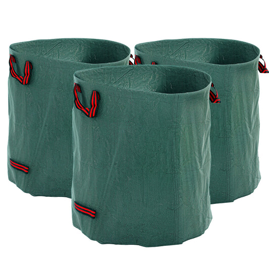 Outsunny Garden Waste Bags, 272L x 3 Heavy Duty Garden Bags, Foldable and Reusable Waste Sacks with Handles for Loading Leaf, Trash, Debris, Green