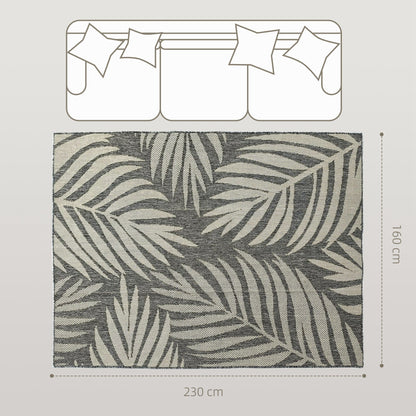HOMCOM UV Resistant Indoor & Outdoor Area Rug, Easy-Cleaning Machine Washable Rug for Patio, Garden, Kitchen, Bathroom or Living Room, 230 x 160 cm, Grey