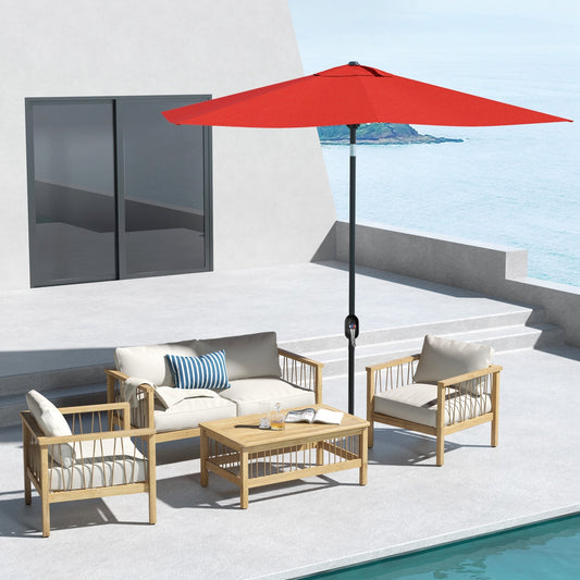 Outsunny 2 x 3(m) Parasol ogrodowy, prostokątny parasol przeciwsłoneczny na targowisko zewnętrzne z korbką i przyciskiem do nachylania, 6 żeber, aluminiowy drążek, bordowy