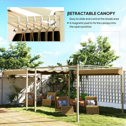 Outsunny 3 x 3m Retractable Roof Metal Pergola - Black