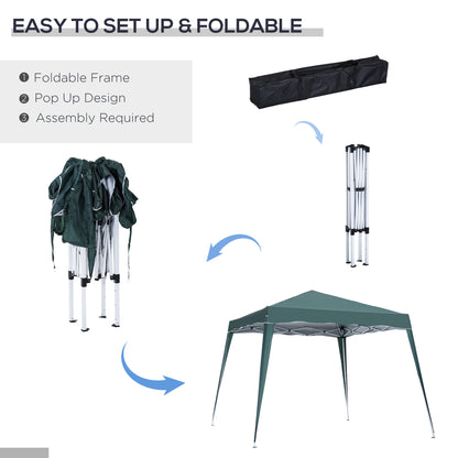 Outsunny 3 M x 3 M Base/ 2.5 M x 2.5 M Top Pop Up Gazebo with Carry Bag, Height Adjustable Slant Leg Party Tent Instant Event Shelter for Garden, Patio, Green