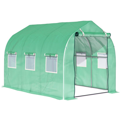 Outsunny Walk في Polytunnel Greenhouse مع نوافذ وباب للحديقة والفناء الخلفي (3 × 2 م)