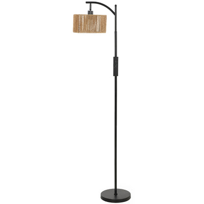 HOMCOM LED Floor Lamp, 160 cm Modern Dimmable Standing Lamp with Adjustable Shade, Magnetic Remote, Black