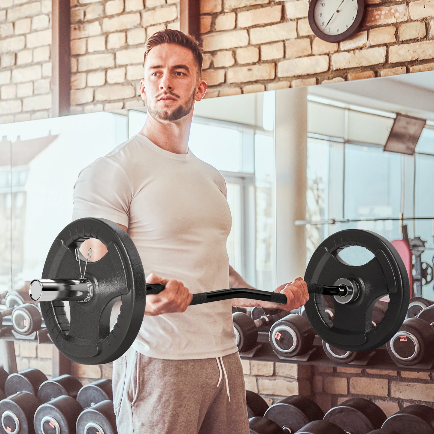 Gryf SPORTNOW EZ Barbell 120 cm do talerzy o średnicy 5 cm, ze sprężynowymi klipsami, 8 kg